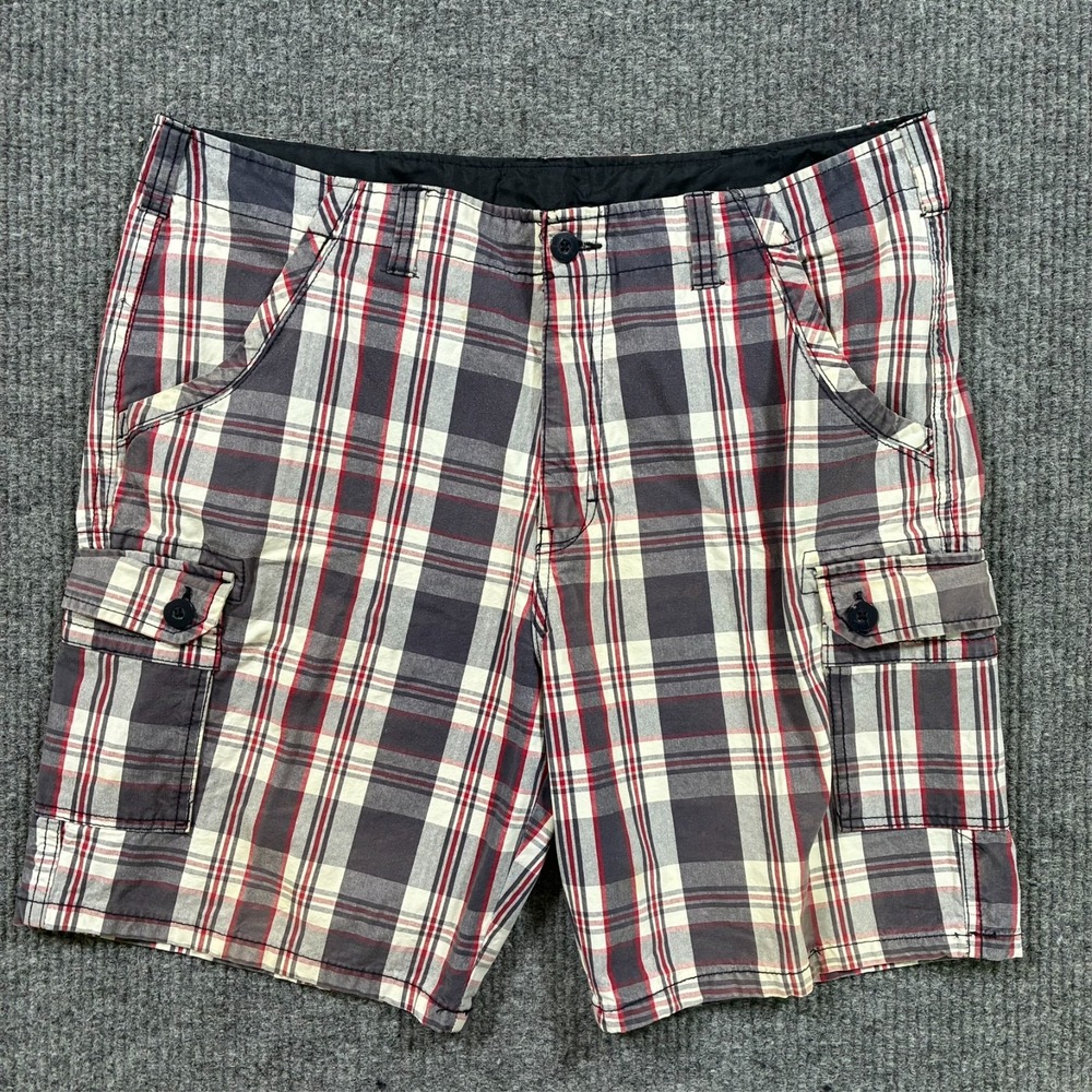 Livergy Mens Cargo Shorts EU 52/54 Plaid Cotton Casual Utility‎ Multi Pocket